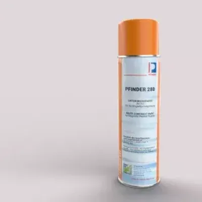 Envase de PFINDER 280 como fondo para ensayos con tintas penetrantes y partículas magnéticas.