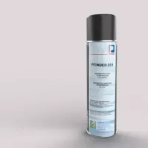 Envase de partículas negras PFINDER 251 usado en inspección con tintas penetrantes.