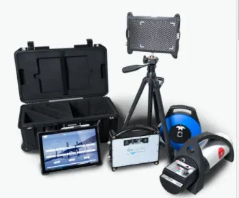 Conjunto completo de herramientas de radiografía industrial Go Scan: maleta, detector, tableta, trípode y fuentes de rayos X