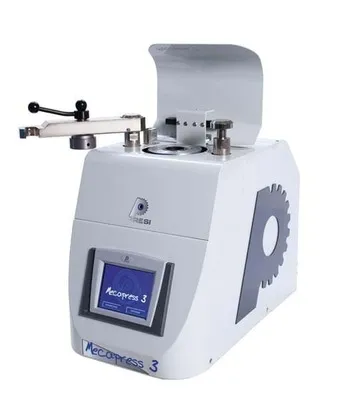 Montadora metalográfica automática marca Presi modelo Mecapress 3 empleada en la preparación de muestras de materiales