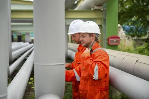 Inspección técnica según la norma API 570 por ingenieros en planta industrial.