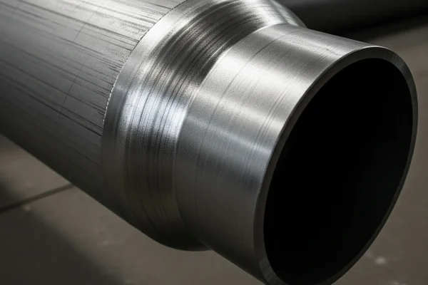 Una tubería industrial fabricada con tungsteno, ilustrando un material clave al hablar de cuál es el metal más duro del mundo y sus aplicaciones en la industria
