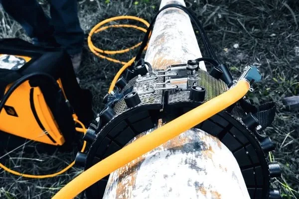 Sistema de ondas guiadas para inspección con Ensayos No Destructivos Perú detectando corrosión en ductos de largo alcance.